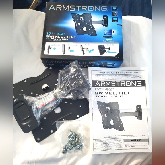 : NIB 17"- 42" Swivel / Tilt TV Wall Mount Armstrong Up to 66 lbs - Picture 1 of 12